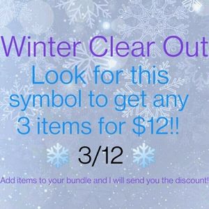 ❄️ 3/12 ❄️ 3 items for $12 winter Clear Out sale!!!